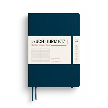 LEUCHTTURM1917 Notebook Hardcover Medium A5251 Numbered Pages for Writing and Journaling Thinking Ahead Ruled Paper Deep Sea