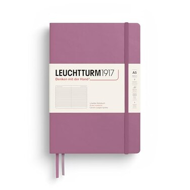 LEUCHTTURM1917 Notebook Hardcover Medium A5251 Numbered Pages for Writing and Journaling Thinking Ahead Ruled Paper Dusty Rose