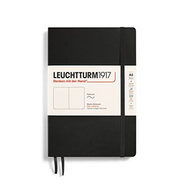 LEUCHTTURM1917 Notebook Softcover Medium A5123 Numbered Pages for Writing and Journaling Plain Black