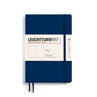 LEUCHTTURM1917 Notebook Softcover Medium A5123 Numbered Pages for Writing and Journaling Plain Navy