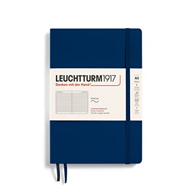 LEUCHTTURM1917 Notebook Softcover Medium A5123 Numbered Pages for Writing and Journaling Ruled Navy