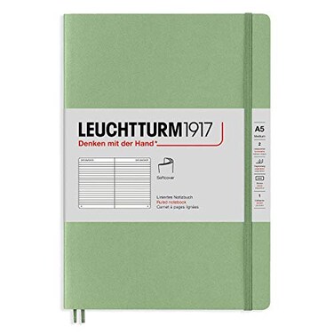 LEUCHTTURM1917 Notebook Softcover Medium A5123 Numbered Pages for Writing and Journaling Ruled Sage