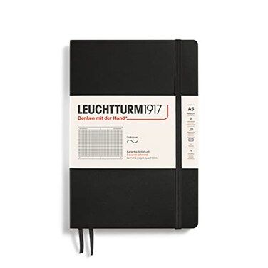 LEUCHTTURM1917 Notebook Softcover Medium A5123 Numbered Pages for Writing and Journaling Squared Black