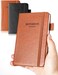 AISBUGUR Pocket Notebook Small Notebook 2Pack 37 x 57 Pocket Notebooks Hardcover with Thick Lined Paper Inner Pockets Cover Letter Embossing Design Mini Journal Notepad BlackBrown