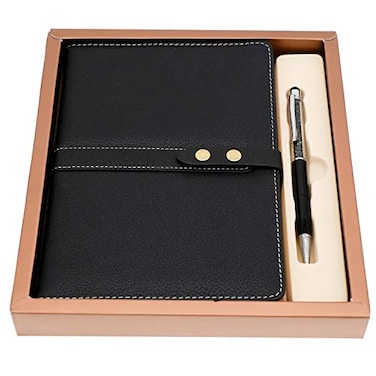 BenOpinion Hardcover Notebook Set Thick Classic Ruled Premium Paper Notebook with Pen Loop and Pen A5 192 Pages Soft Faux Leather Hardcover Cover with BuckleBlack