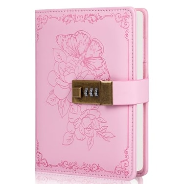 Billtigif Diary with Lock Vintage Lock Journal for Women and Girls Hardcover Leather Journal for Gift Refillable Lined Journal Notebook52x 73 Pink