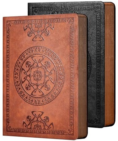 CAGIE 2 Pack Leather Vintage Journal for Men Soft Cover Lined Pages Notebook 180 Lay Flat for Writing Travel Diary 57 x 83 Black Brown