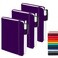 feela 3 Pack Pocket Notebook Journals Mini Cute Small Journal Notebook Bulk Hardcover College Ruled Notepad with Pen Holder for Office School Supplies with 3 Black Pens 35x 55 A6 Purple
