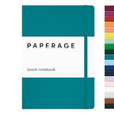 PAPERAGE Blank Journal Notebook Turquoise 160 Pages Medium 56 in x 8 in 100 GSM Thick Paper Hardcover Journaling Notebook for Work School Note Taking or Sketching