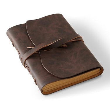 RILIHO Leather Journal Notepad Small Notebook 48x65 Inches Mini Journal Retro Premium Planner Lined Diary Vintage Style Ideal for Women and Men Artists Travelers Dark Brown