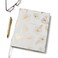 WORLD TRAVELER Large Lined Journal Notebook LayFlat Hardcover 2 Ribbon Bookmarks 256 Ruled White Ivory Pages 8x10 Inches Gold Flower