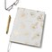 WORLD TRAVELER Large Lined Journal Notebook LayFlat Hardcover 2 Ribbon Bookmarks 256 Ruled White Ivory Pages 8x10 Inches Gold Flower