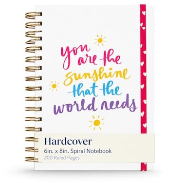 WORLD TRAVELER Spiral Notebook 6x8 Inches Dayna Lee Collection Wirebound Hardcover Spiral Notebook with 200 Pages Lined Journal for Writing Note Taking or Office Use Size 6X8 You Are the Sunshine