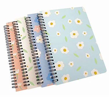 ALIMITOPIA 4 Pack A5 Spiral Notebook JournalWirebound Ruled Sketch Book Notepad Diary Memo PlannerA5 Size83X57 80 Sheets Little Flower