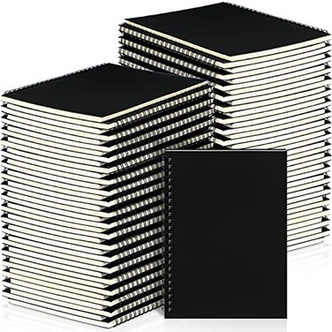 Yahenda 54 Pcs Spiral Notebook Bulk A5 Journal Lined 83 x 55 Writing Composition Paper Small Notepad Subject Notebook for Students Office Business Back to School Supplies Black