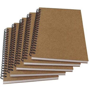 YUREE A5 Spiral Notebook Lined 100gsm Thick Paper Hard Kraft Cover 60 Sheets 120 Pages 835 x 59 Brown 5 Pack