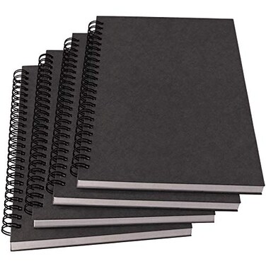 YUREE Notebook Spiral Journal Lined A5 100gsm Thick Paper Hard Kraft Cover 60 Sheets 120 Pages 84 x 6 Gray 4 Pack
