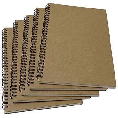 YUREE Spiral Notebook Lined B5 Soft Cover Spiral Journal 5 Notebooks Per Pack 60 Sheets 120 Pages 102 x 72 Brown