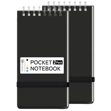 BEYONG Small Pocket Notebook Mini Notepad Spiral Notebooks Note Pads Black 3x5