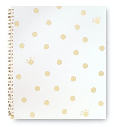 kate spade new york Large College Ruled Notebook 11 x 95 Spiral Notebook with 160 Pages Gold Dot with Script