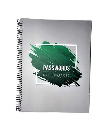 RE-FOCUS THE REFOCUS Password Book with Alphabetical Tabs 10x75 Spiral Bound Credentials keeper Saves All Internet Login Details Green