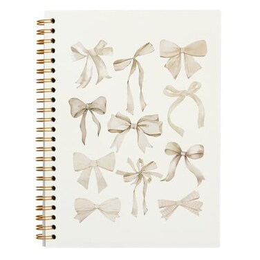 PLKMN Coquette Pink Bow Notebook Journal Preppy Notebook Pink Aesthetic Notebook Girly Notebook Cute Pink Notebook Pink Office Supplies Spiral Notebook 55x83 Beige