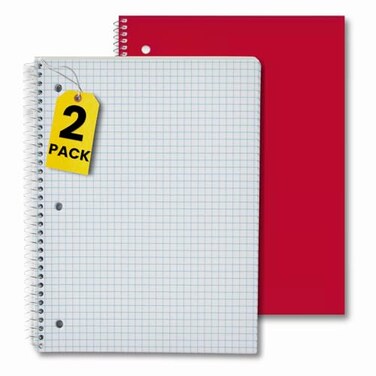 1InTheOffice Graph Paper Spiral Notebook 1 Subject Spiral Notebook Grid Notebook 8 x 105 70 Sheets Red 2 Pack