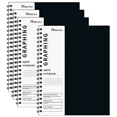 Rinrda Graph Paper Notebook Spiral Notebook 85 x 114 Pack Grid Paper Notebook Graph notebook Engineering notebook 120 Pages 100 GSM Thick Graphing Paper Notebook Hardcover Journal for School