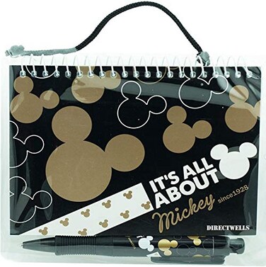Neighborhood Party Disney Authentic Mickey Mouse Spiral Autograph Book Notebook with Retractable Pen Black