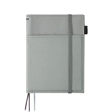 KOKUYO Systemic Synthetic Leather Cover Notebook with One A5 B 6mm Ruled 28 Lines 50 Sheets Twin Ring Edge Title Notebook Gray NOV685BM