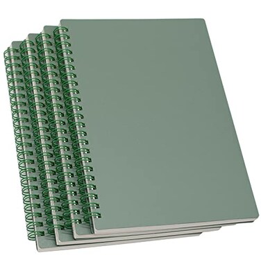 Yansanido Spiral Notebook 4 Pcs A5 Thick Plastic Dark Green Hardcover 8mm Ruled 80 Sheets 160 Pages Journals for Study and Notes Ruled4pcs Dark Green A5