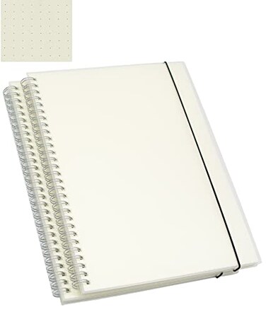 Yansanido Spiral Notebook 2 Pcs 101 Inch x 76 Inch B5 Thick Plastic Translucent Frosting Hardcover Dot Paper 80 Sheets 160 Pages Journals for Study and Notes B5 73X 10Dot Grid 2pcs