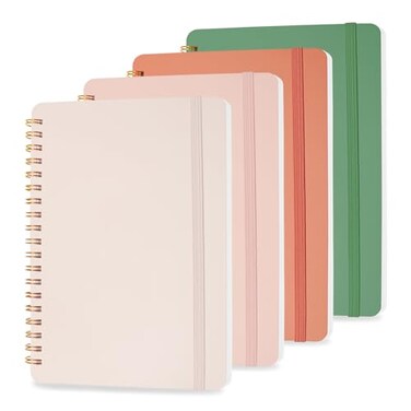 DMSVK 4 PCS Small Spiral Notebook 5x7 Spiral Journal Notebook Notebooks for Work Note Taking School Small Notebooks 5x7 with Strap Cute Notebooks for Women 50 Sheets