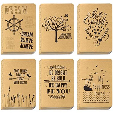 JOYO 24 Pack Kraft Lined Notebook Journal Pocket Notebook with 6 Designsin 80 pages 4 x 57
