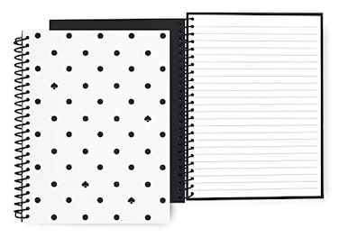 kate spade new york BlackWhite Mini Spiral Notebook 825 x 675 Journal Notebook with 112 Lined Pages Black Spade Dot