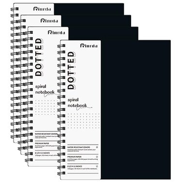 Rinrda Dotted Journal Spiral Notebook 85 x 114 Pack Dot Grid Notebook Hardcover Notebook 120 Pages 100 GSM Thick Dotted Paper Notebook Hardcover Journal for School Office Artist