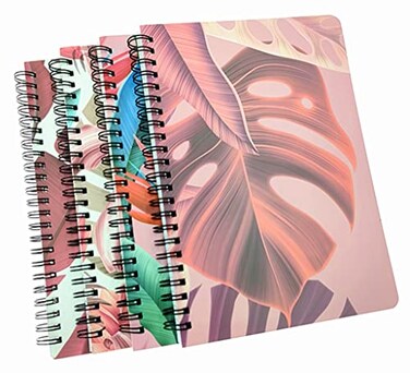 ALIMITOPIA Spiral Notebook JournalWirebound Ruled Sketch Book NotePad Diary Memo PlannerA5 Size83X57 80 sheets 4pcs with Monstera Patterns