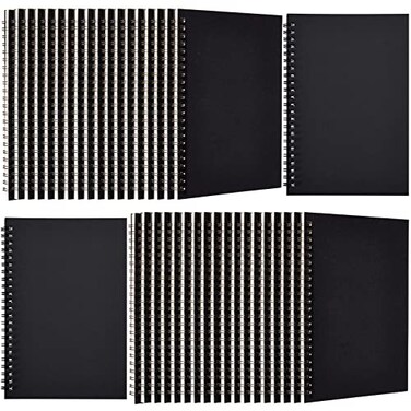 Epakh 36 Pack Blank Spiral Notebook Unlined Notebook Bulk A5 Soft Cover Students Sketchpads Memo Notepad for Drawing Art Back to School Gifts 100 Pages 50 Sheets 83 x 55 InchesBlack