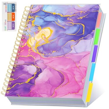 Kutoda 5 Subject Notebook for Work with Removable Dividers Tabs Large 85 x 11 Spiral Lined Notebooks for School Note Taking Organizer A4 240 Pages College Ruled Journal for Women Writing Pink