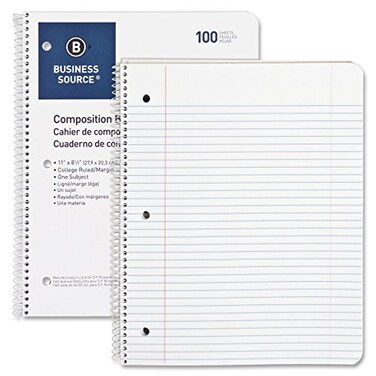 Business Source Wirebound College Ruled Notebooks Letter White 100 Sheets