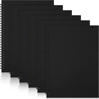 Epakh 6 Pack B5 Spiral Notebook Ruled Spiral Journal Lined Paper 70 Sheets140 Pages Wire bound Notebook 105 x 73 Inch Hard Cover Memo Notepad Sketchbook for Office TravelBlack