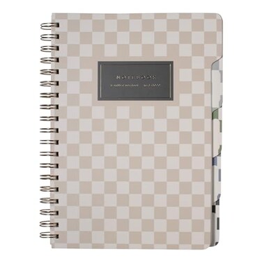 Fringe Studio Large Tab NotebookNeutral Checks Flexible Paperback Cover 5 SubjectDieCut Dividers 725 X 10 180 Lined Pages Multicolor 343PA002FSC