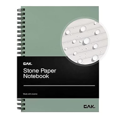 GAK. GAK Stone Paper Waterproof Spiral Notebook 720x1011 50 sheets Durable Notebook EcoFriendly Mineral Stone Paper Notebook Waterproof Notepad Ruled Green