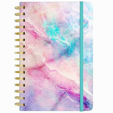 HUAMXE Spiral Journal Notebook Hardcover Lined Journal for Women Medium 6 x 84 in 160 Pages Thick Paper Cute A5 College Ruled Notebooks for Journaling Writing Work Office School Colorful Marble