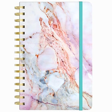 HUAMXE Spiral Journal Notebook Hardcover Lined Journal for Women Medium 6 x 84 in 160 Pages Thick Paper Cute A5 College Ruled Notebooks for Journaling Writing Work Office School Pink Ink Marble