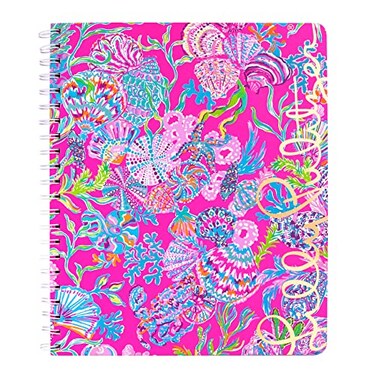 Lilly Pulitzer Large Pink Hardcover Spiral Notebook 11 x 95 with 160 College Ruled Pages Shell Me Something Good