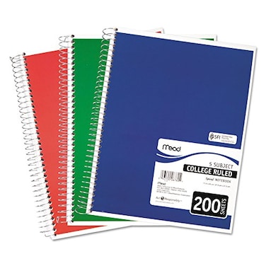 Mead Spiral Notebook College Ruled Paper 11 x 8 200 Sheets Assorted Colors 1 Count 06780