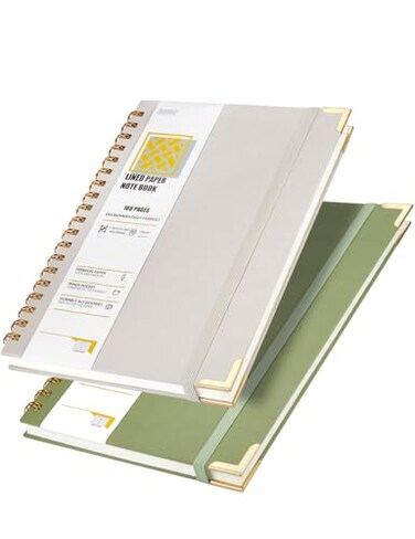 OWSC Lined Spiral Notebook Hardcover 71 x 10 IN B5 Notebook Grey Green