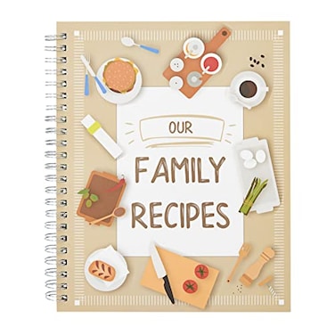 Pipilo Press Blank Family Cookbook Recipe Binder 65 x 82 in Hardcover Spiral Bound 90 Ruled Pages with Memo Pocket Write In Your Own Recipes Meal Planning Notebook