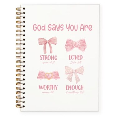PLKMN Bible Journal Notebook for Women Girls Pink Bow Coquette Notebook Christian Notebook for Women Notebook for Bible Notes Bible Journal Notebooks for Note Taking 55x83 Inch